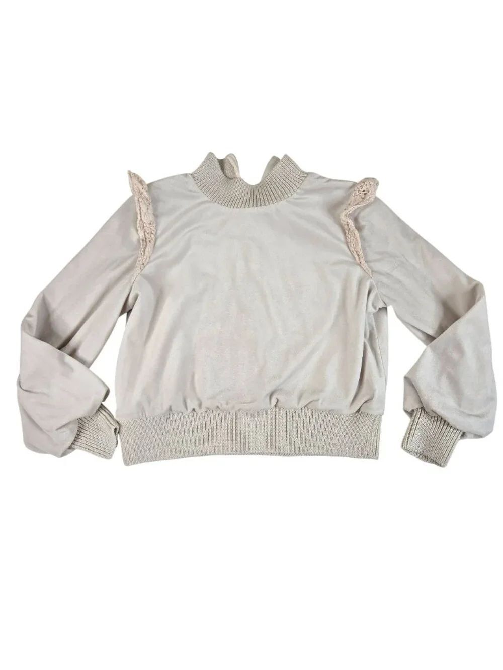 The Middle Daughter Off White Long Sleeve Velvet Top Shirt Girls 11-12 Yrs